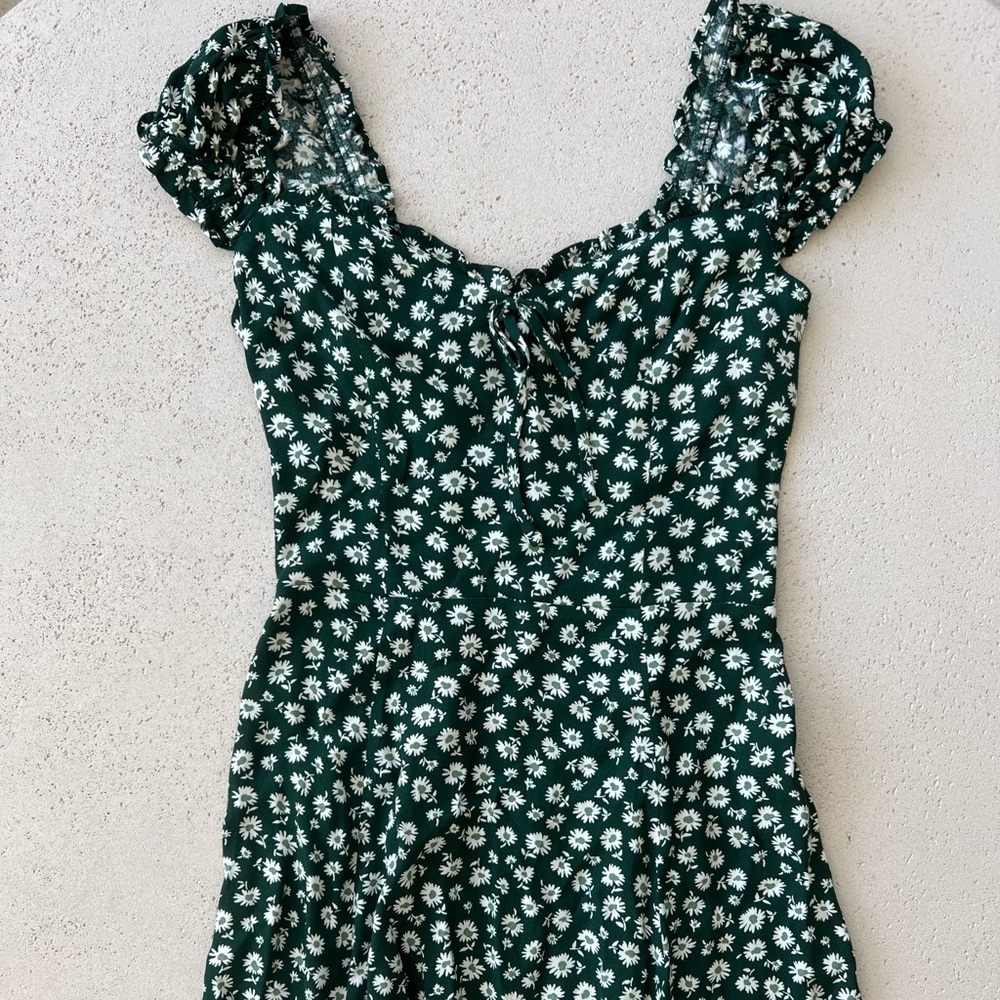 Reformation Floral Green Dress